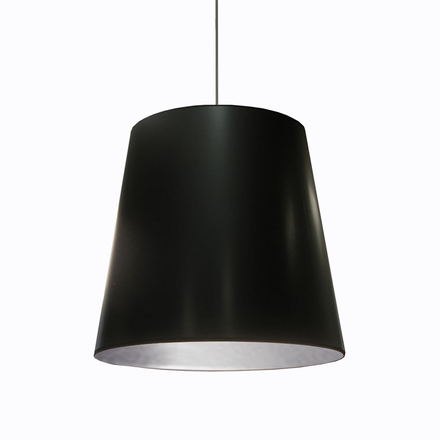 1 Light Oversized Drum Pendant With Shade-Finish:Black On Silver