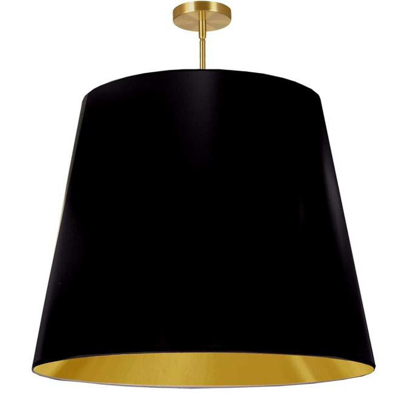 Dainolite  1LT Oversized Drum Pendant X-Large, WH Shade-Color:Black/Gold