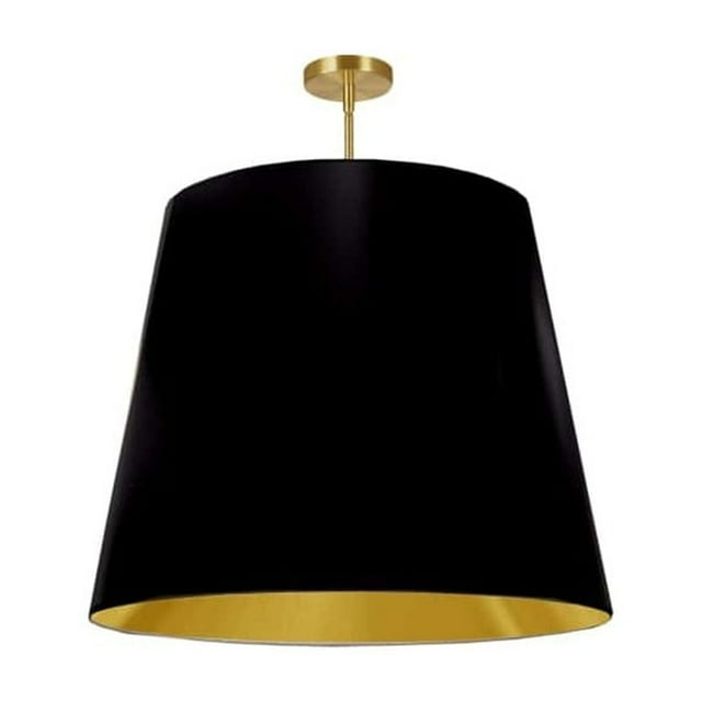 Dainolite  1LT Oversized Drum Pendant X-Large, WH Shade-Color:Black/Gold