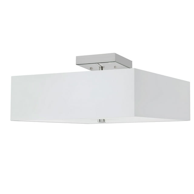 Dainolite SRN-143SF-PC-WH 3 Light Incandescent Semi-Flush with White Shade, Polished Chrome
