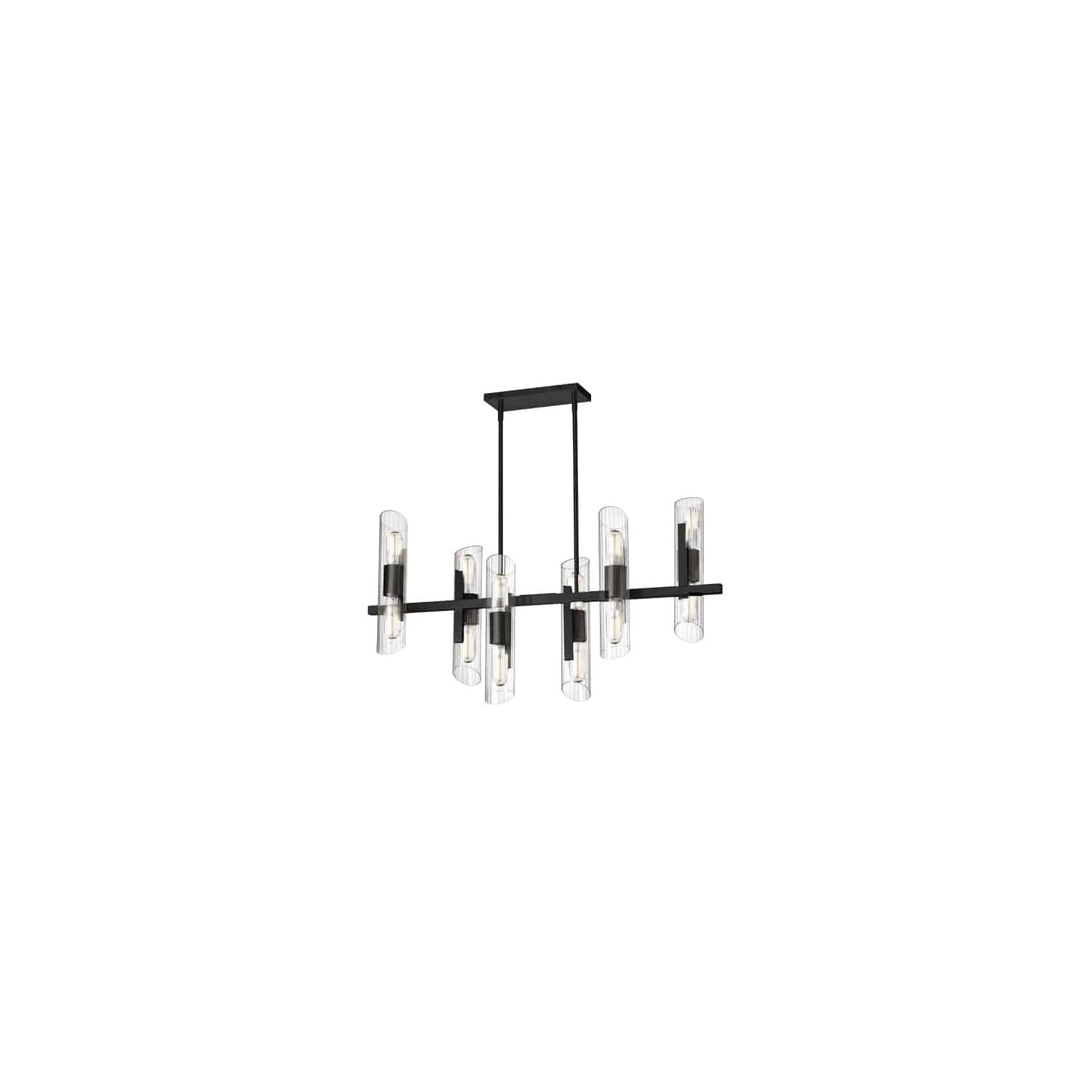 Homestock African Artifacts 12 Light Horiz Chandelier, Polished Chrome W/ Clear Fluted Glass