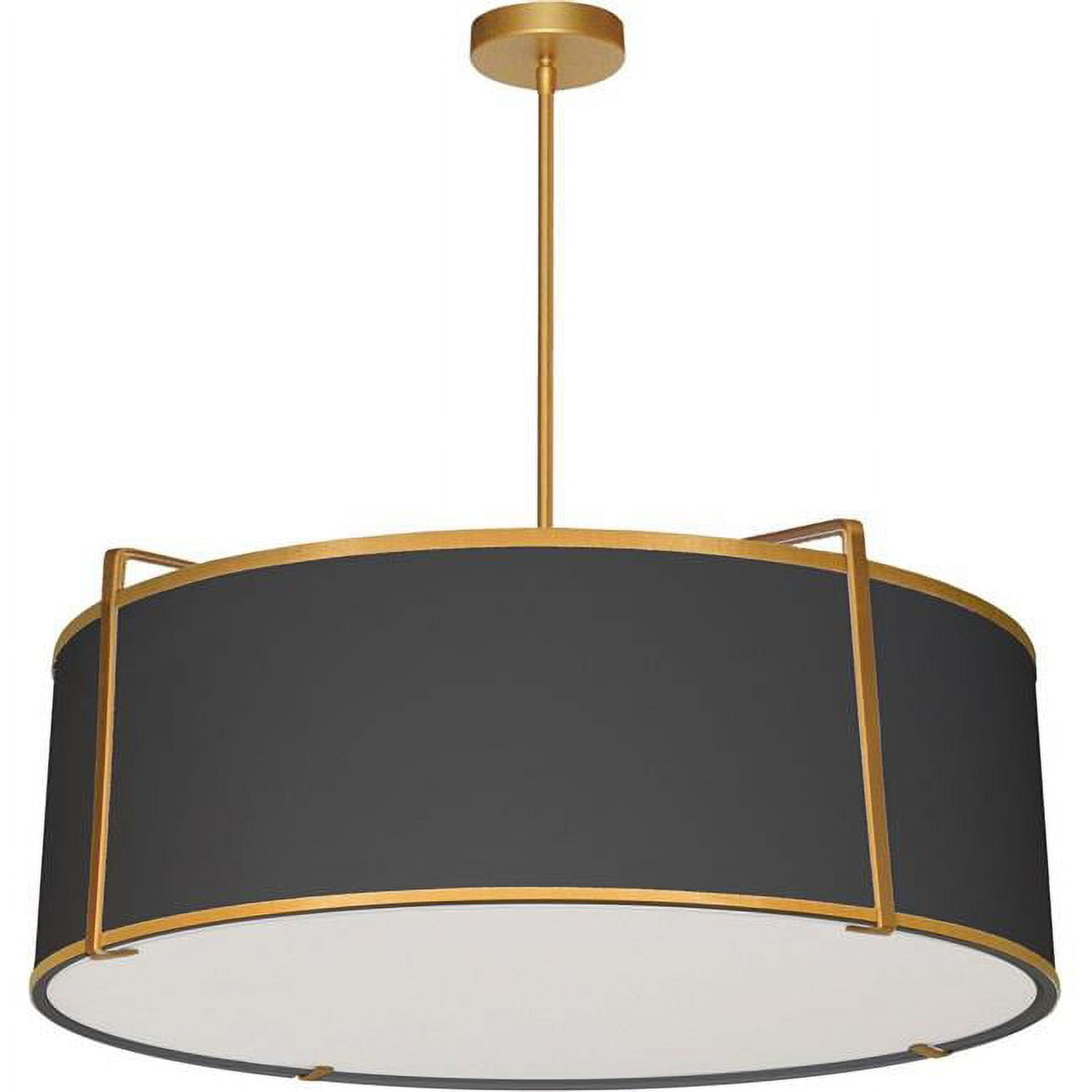 Dainolite 4LT Drum Pendant GLD/BK Shade,790Diff