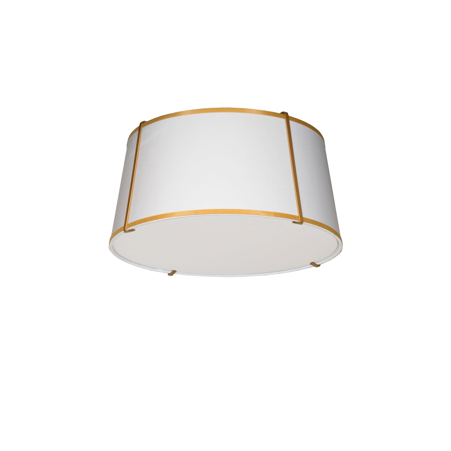 3 Light Trapezoid Flush Mount Ceiling Light, Gold Frame & White Shade with 790 Diffuser