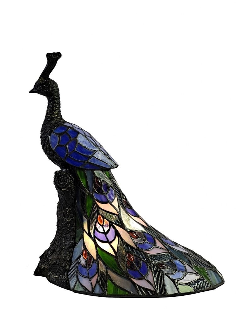 Dale Tiffany 1-Light Resin & Art Glass Accent Lamp in Bronze/Blue