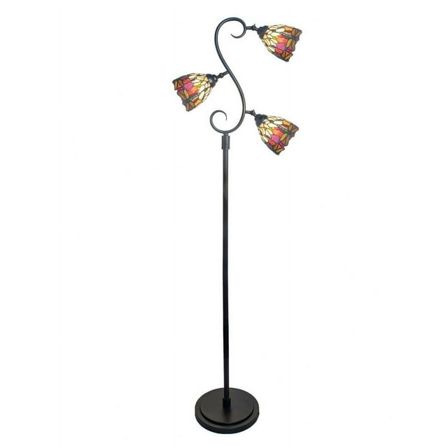 Dale Tiffany 3-Light Metal & Art Glass Floor/Torchiere Lamp in Bronze