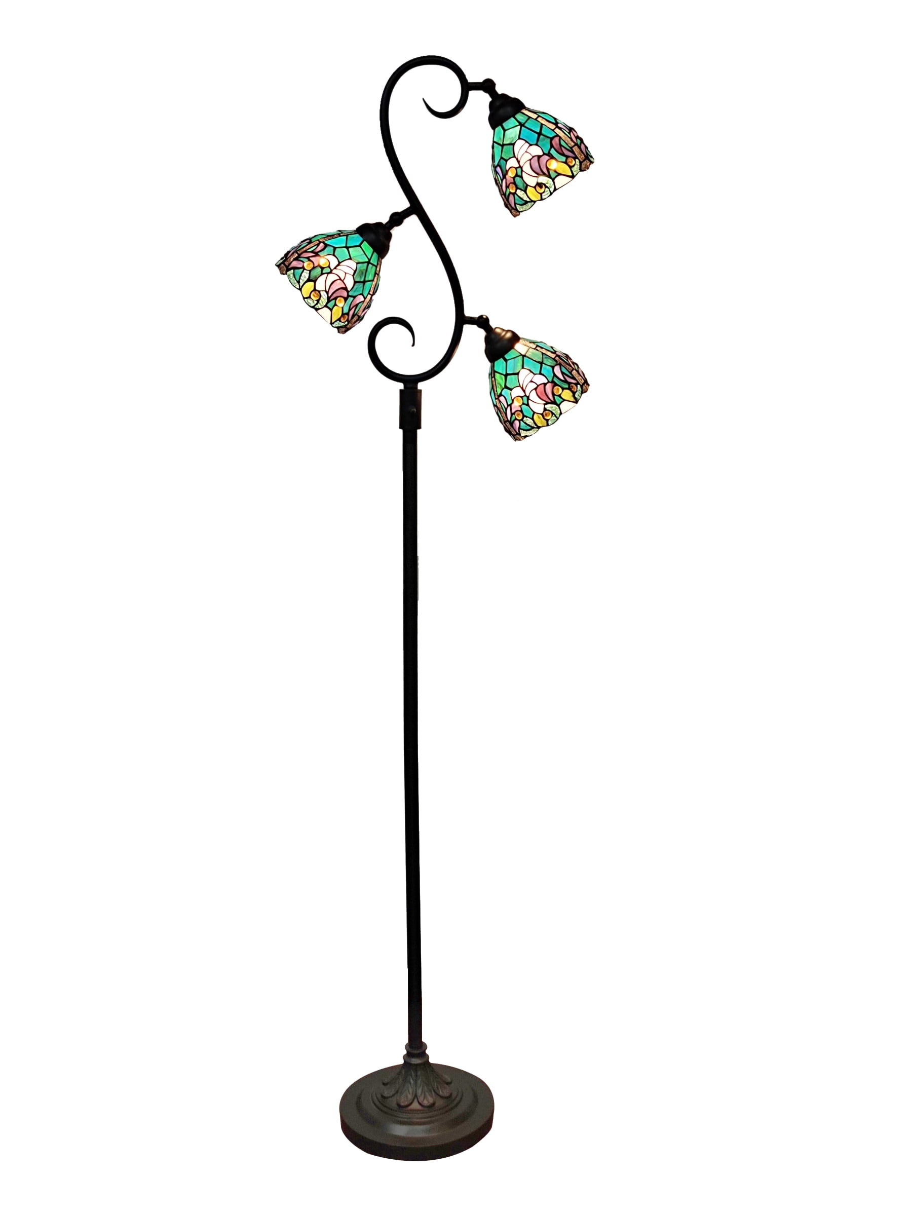 Dale Tiffany Alassio Teal 3-Light Tiffany Floor Lamp