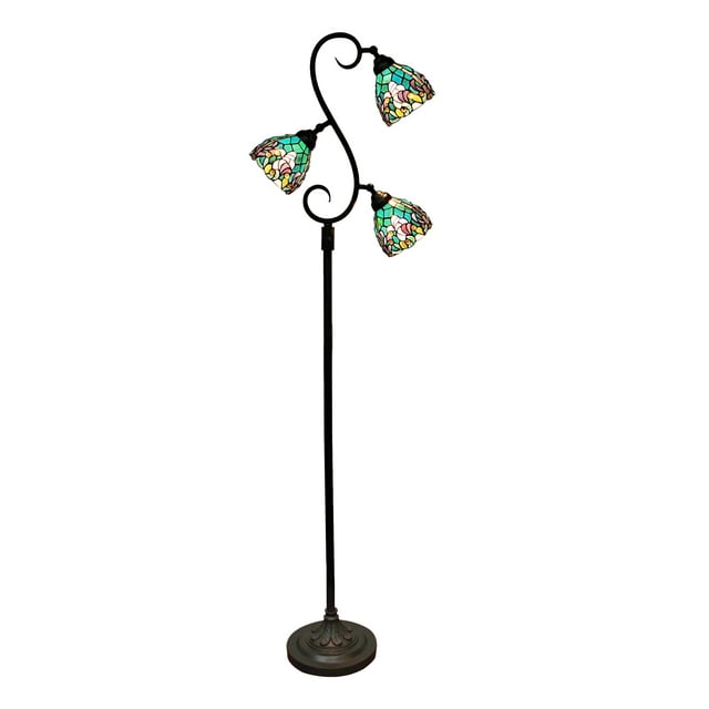 Dale Tiffany Alassio Teal 3-Light Tiffany Floor Lamp
