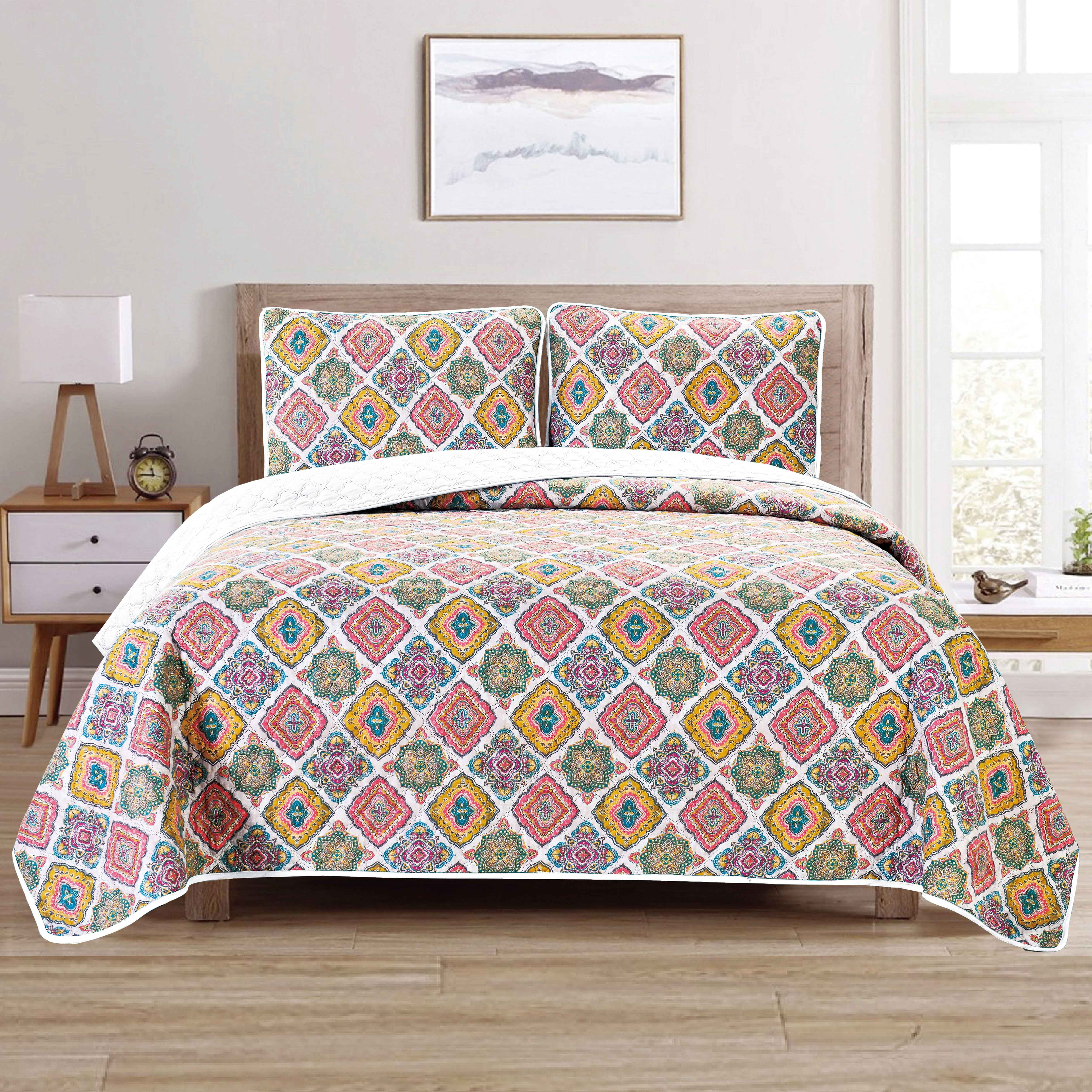 Bed Bath Fashions Dan River Reversible Printed Quilt Set (3 Piece) | Wayfair