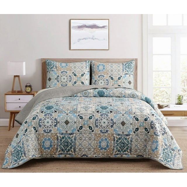 Bed Bath Fashions Dan River Reversible Printed Quilt Set (3 Piece) (Set of 3)