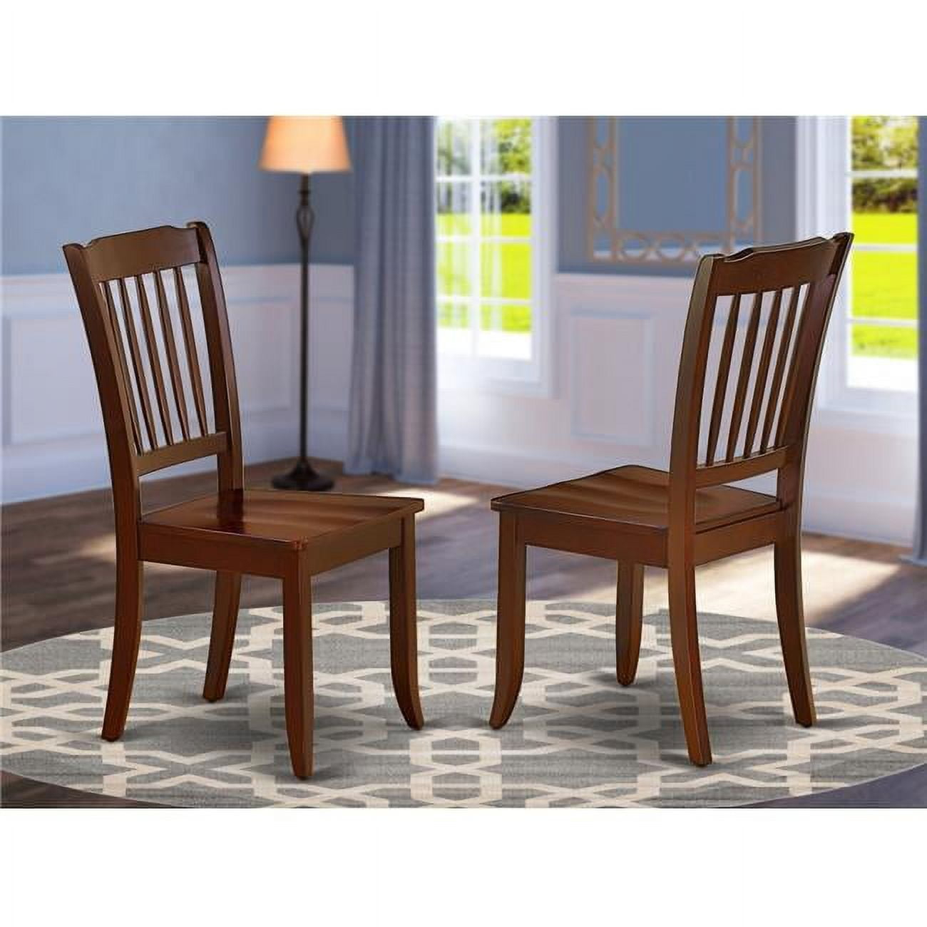 East West Furniture Danbury 11" Wood Dining Chairs in Mahogany (Set of 2)