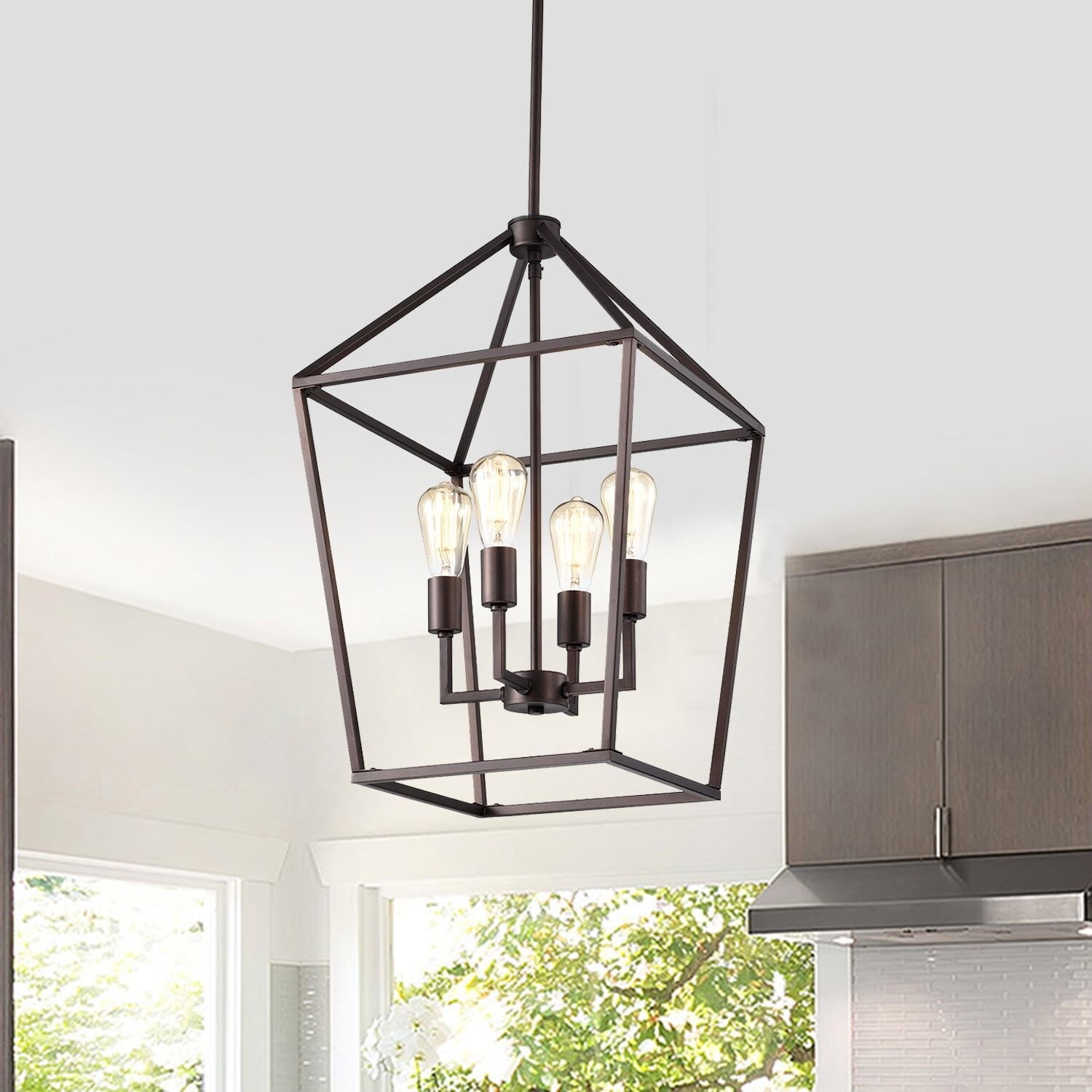 Danhelli 4 Light Kitchen Island Lantern Pendant Light Oil Rubbed Bronze Oil Rubbed Bronze