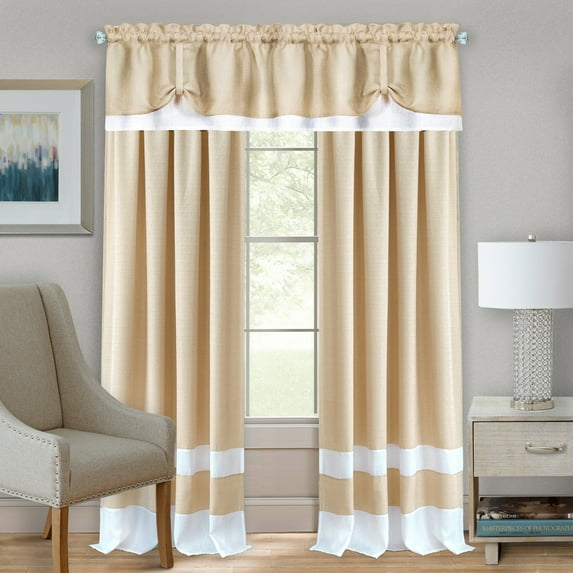 Kate Aurora 2 Pack Shabby Linen Farmhouse Sheer Flax Window Curtains - 52 in. W x 84 in. L, Taupe