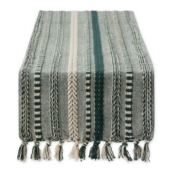 Dark Green Braided Stripe Table Runner 15x72