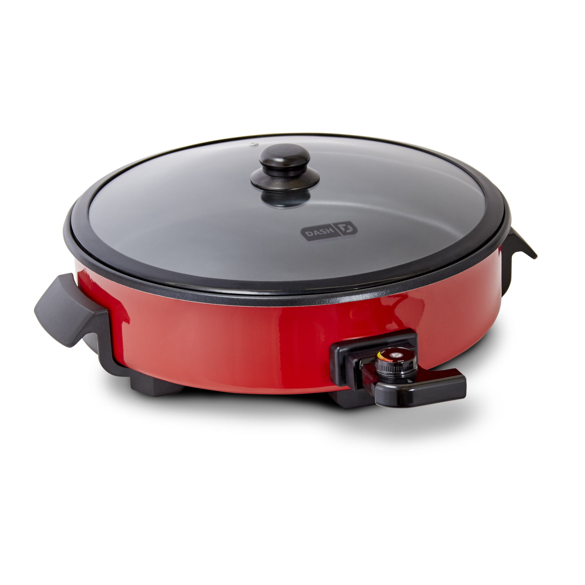 Dash Family Size Electric Skillet with 14 inch Nonstick Surface + Recipe Book for Pizza Burgers, Cookies, Fajitas, Breakfast & More, 20 Cup Capacity, 2.5 inch Deep, 1400-Watt - Red