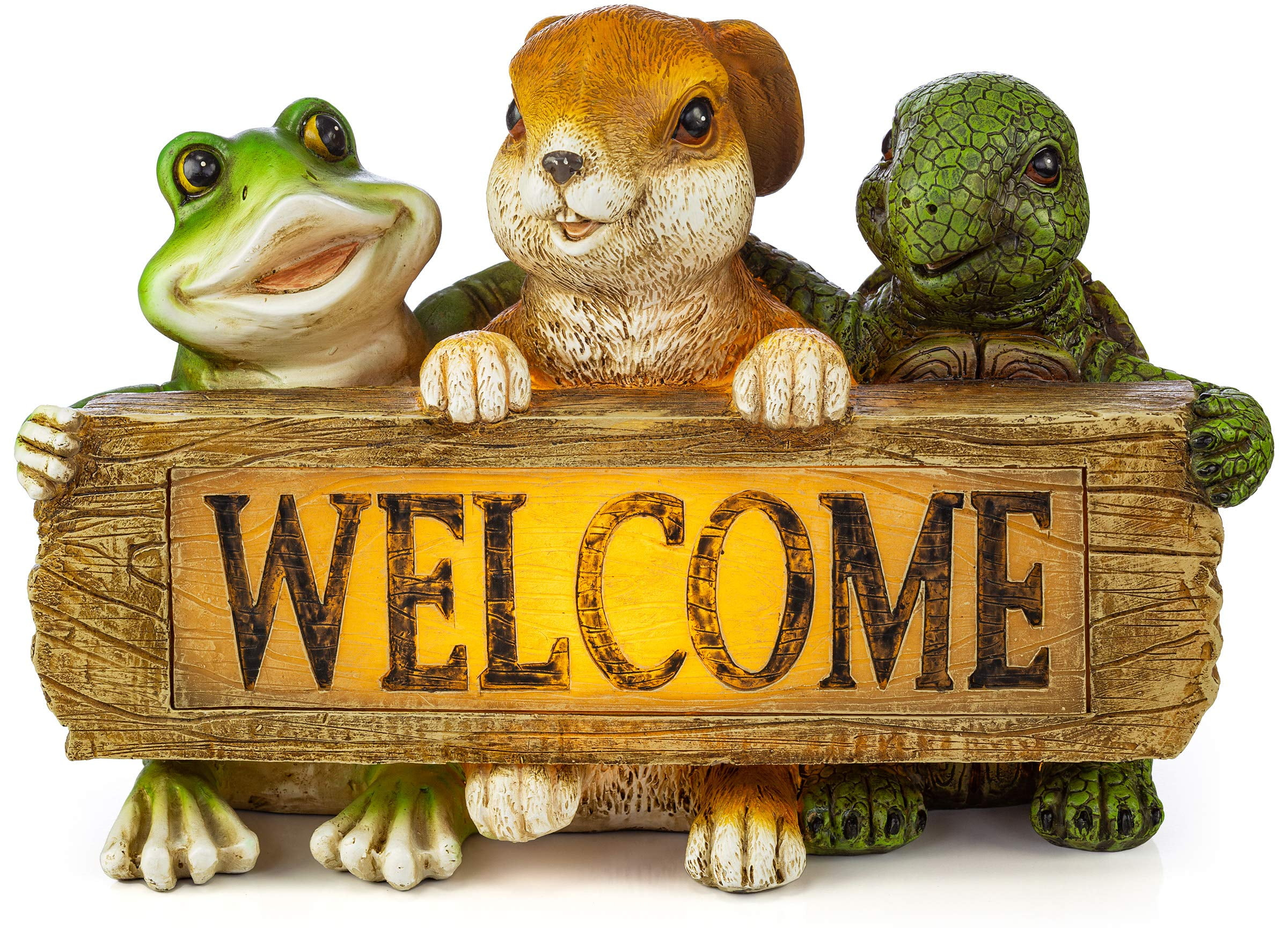 Dawhud Direct | Vp Home Backyard Friends Welcome Sign Frog Rabbit Turtle Solar