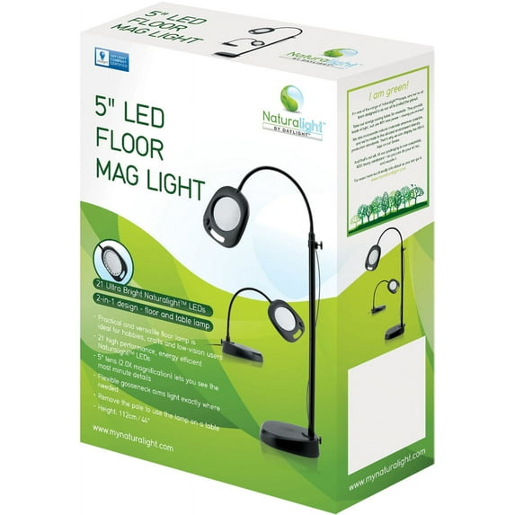 Daylight Naturalight LED 5" Floor Magnifying Light-Black
