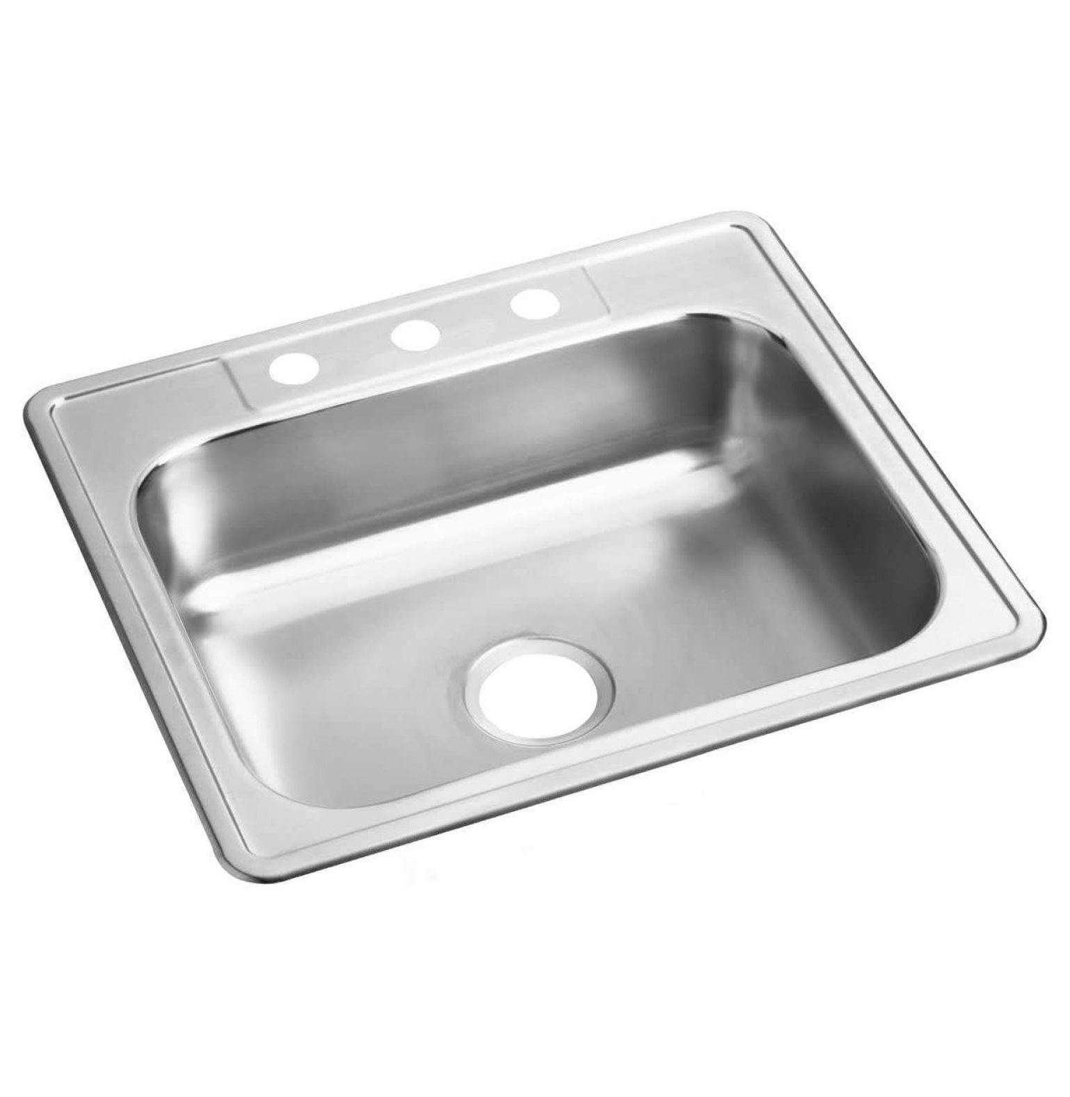 Dayton D125223 Single Bowl Drop-in Stainless Steel Sink, , 25 x 22 22 Gauge 3 Faucet Holes