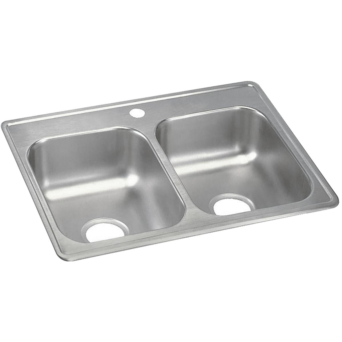 Dayton Stainless Steel D225191 25" x 19" x 6-5/16", Equal Double Bowl Top Mount Sink