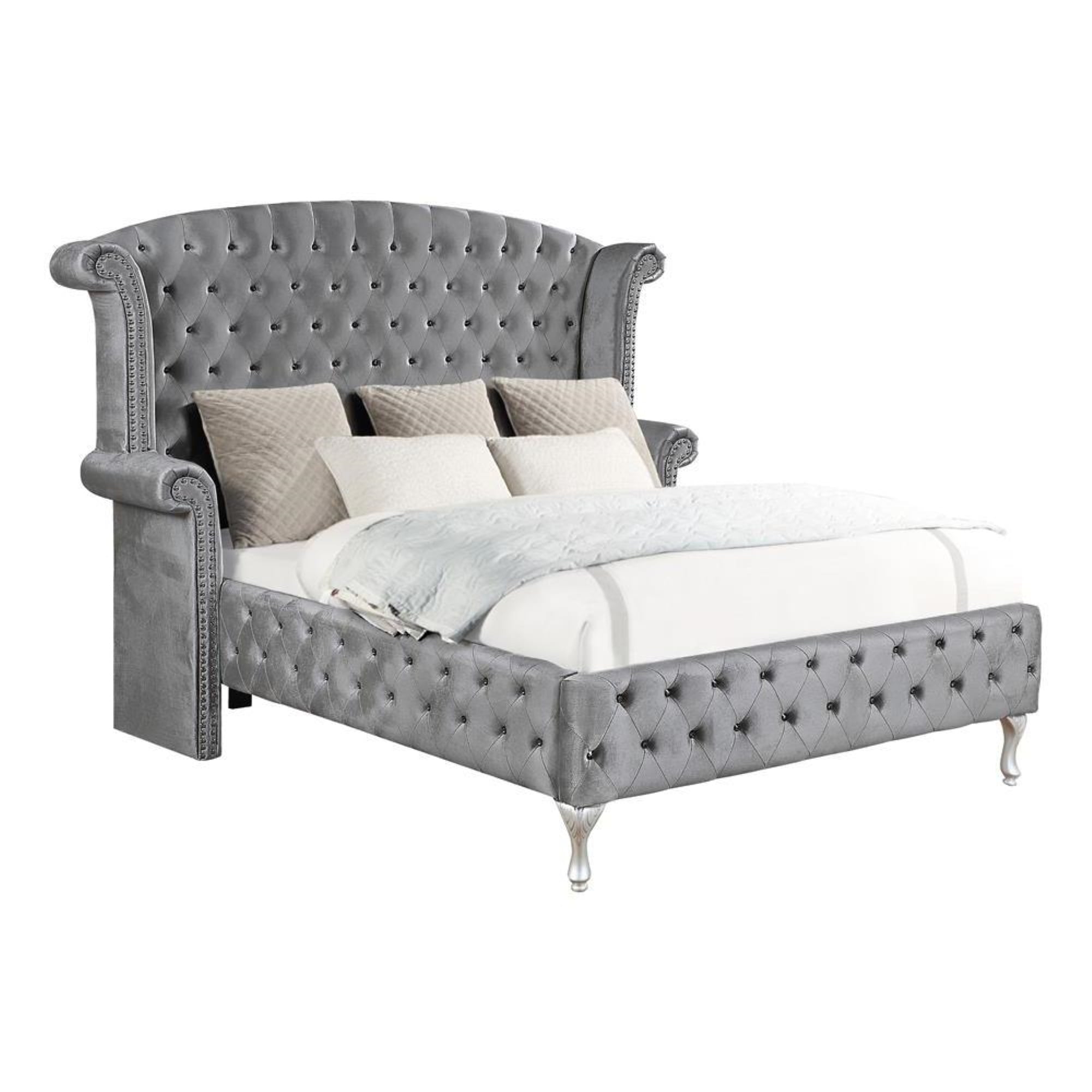 Deanna Queen Tufted Upholstered Bed Grey