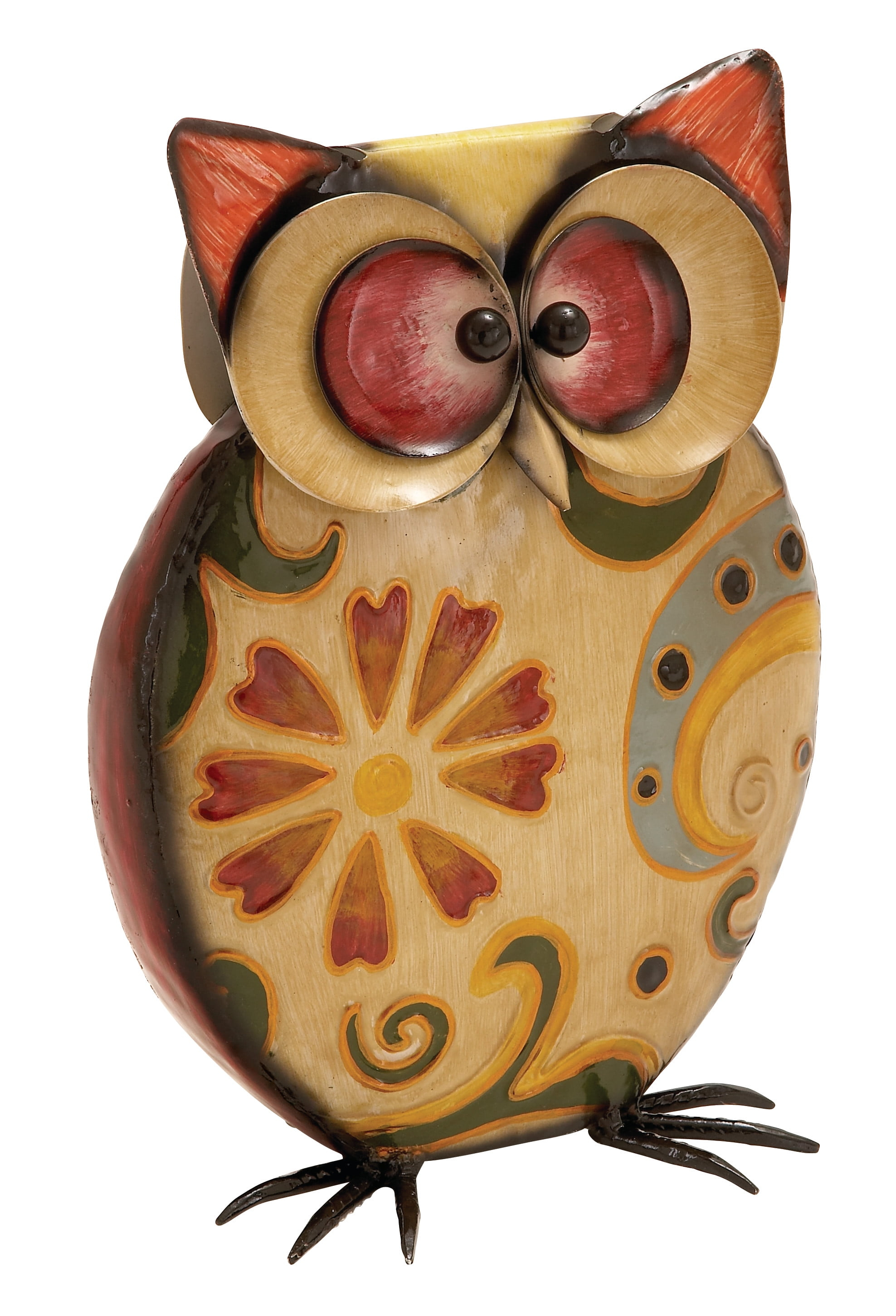 DecMode 11" Indoor Outdoor Owl Garden Sculpture with Floral Pattern