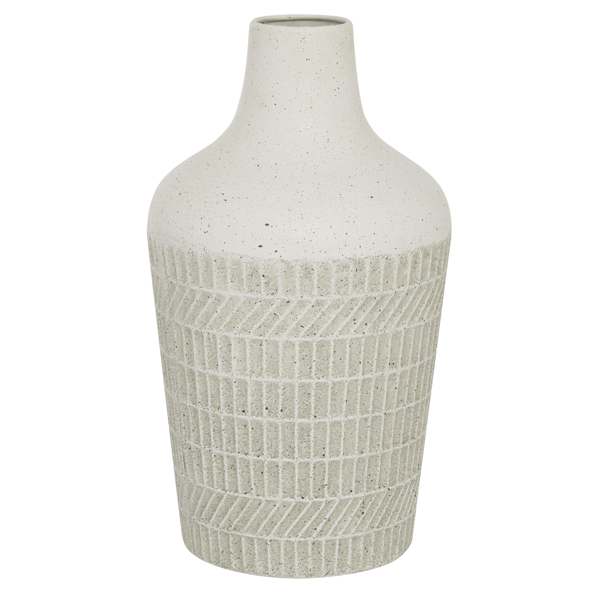 DecMode 13" Textured White Metal Vase
