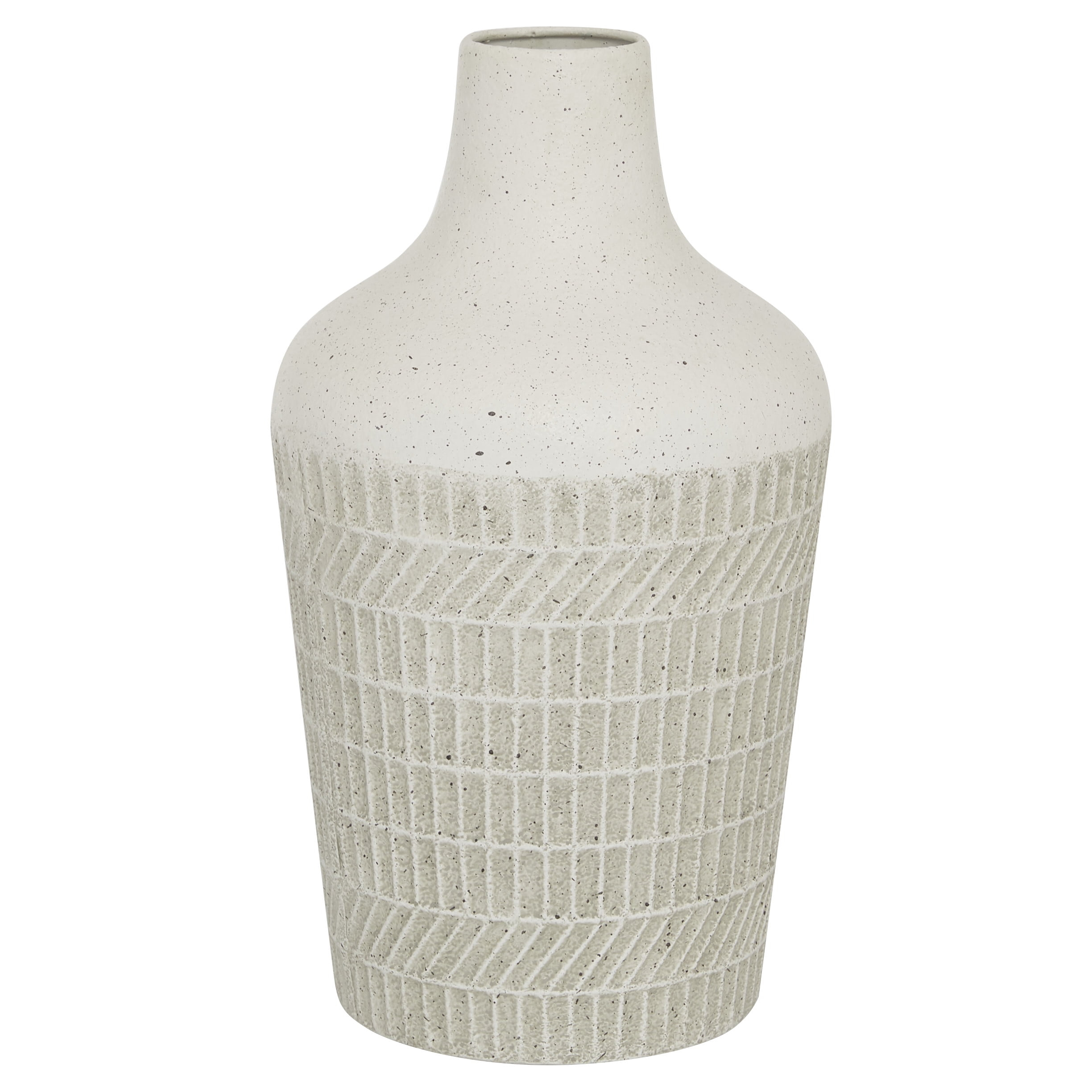 DecMode 13" Textured White Metal Vase
