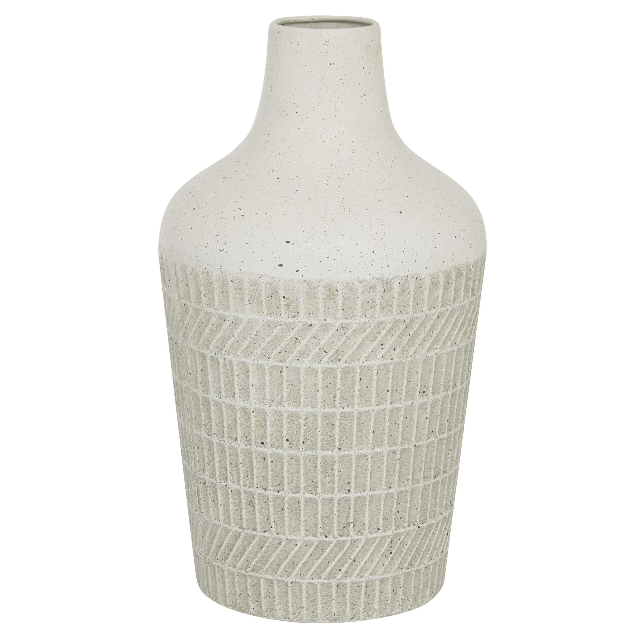 DecMode 13" Textured White Metal Vase