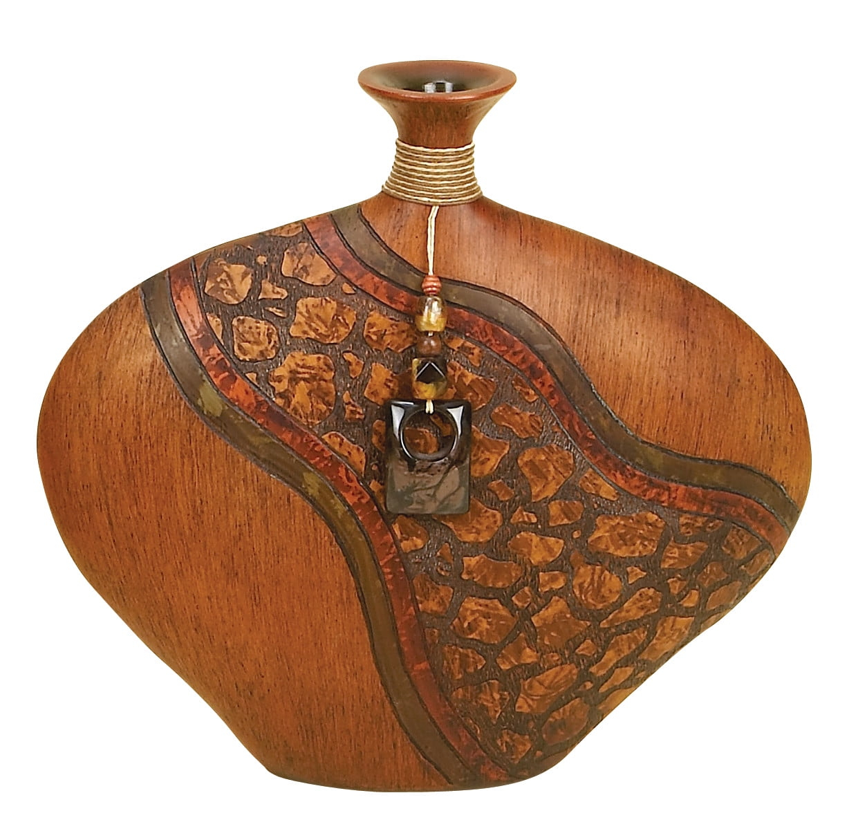DecMode 14" Brown Polystone Vase with Embossed Details