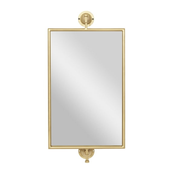 DecMode 14" x 28" Gold Dimensional Wall Mirror