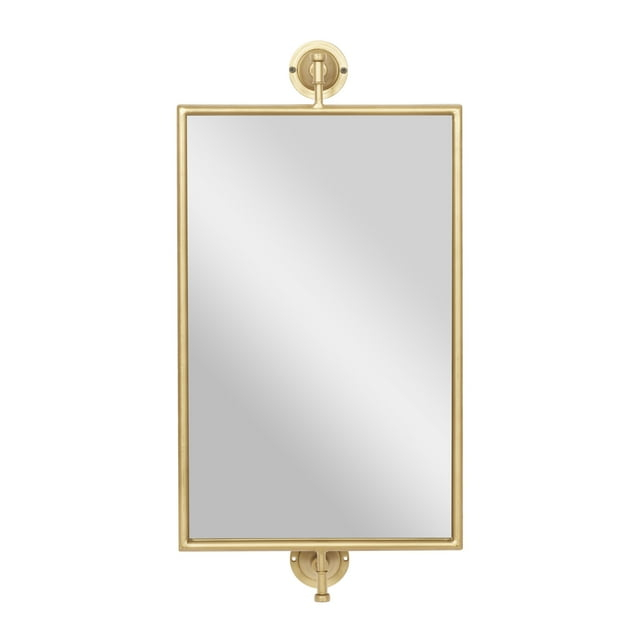 DecMode 14" x 28" Gold Dimensional Wall Mirror