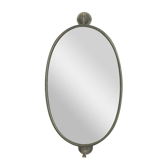 DecMode 15" x 29" Black Swivel Oval Wall Mirror