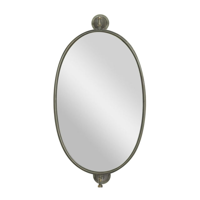 DecMode 15" x 29" Black Swivel Oval Wall Mirror