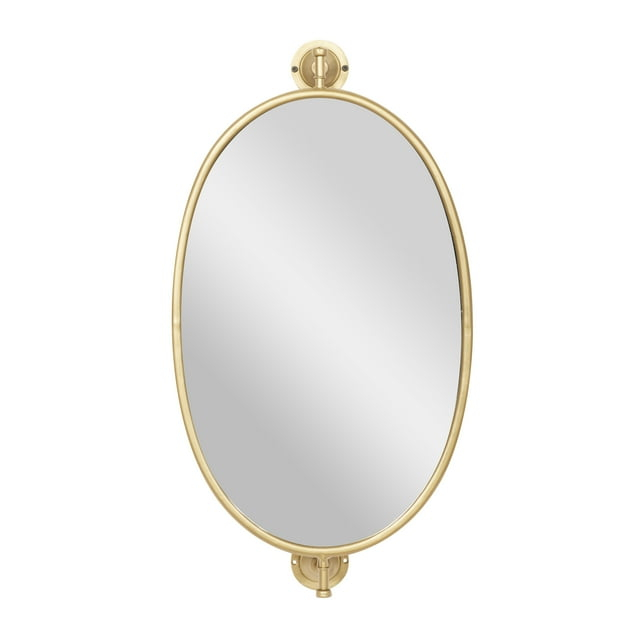 DecMode 15" x 29" Gold Oval Shaped Wall Mirror