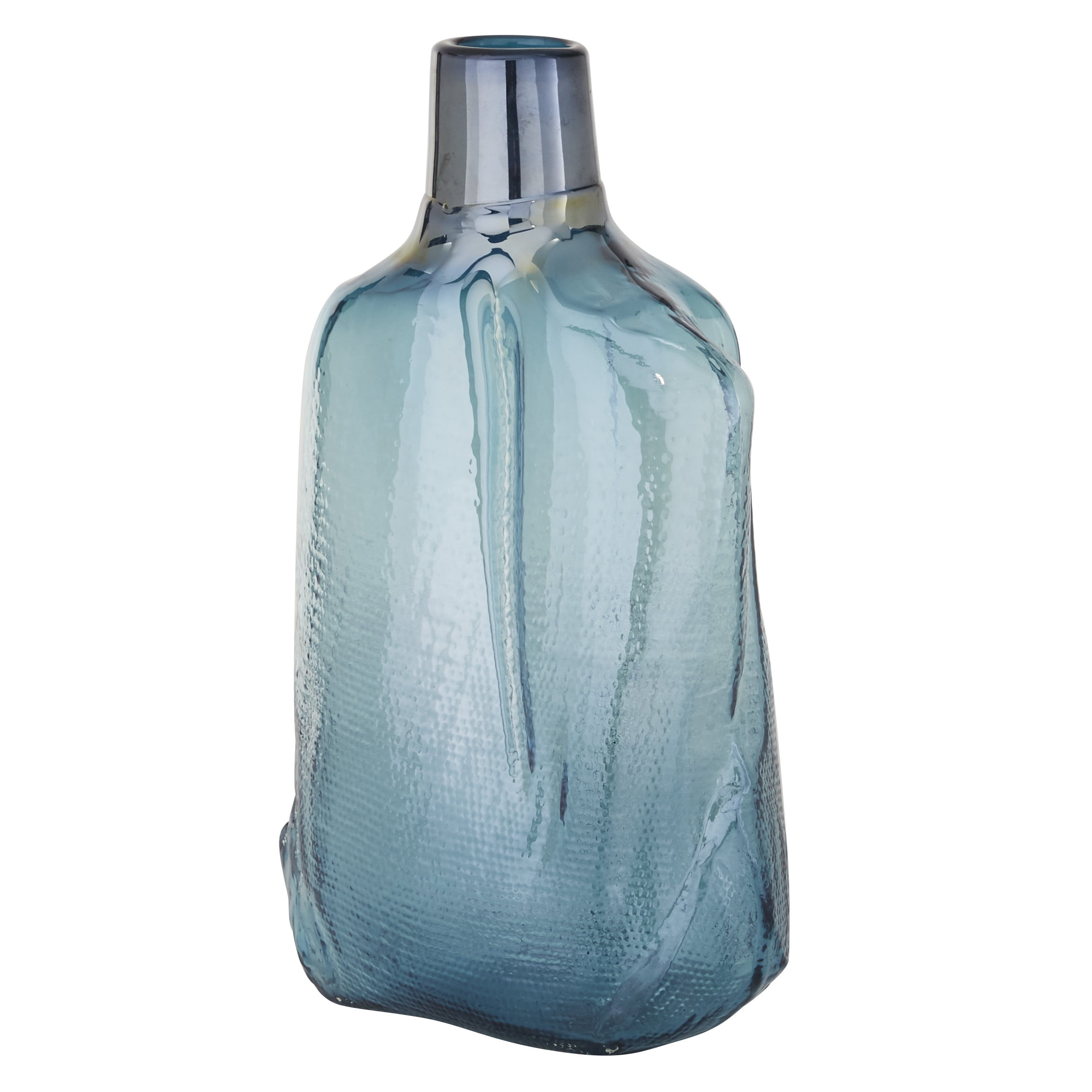 DecMode 16" Blown Blue Glass Vase