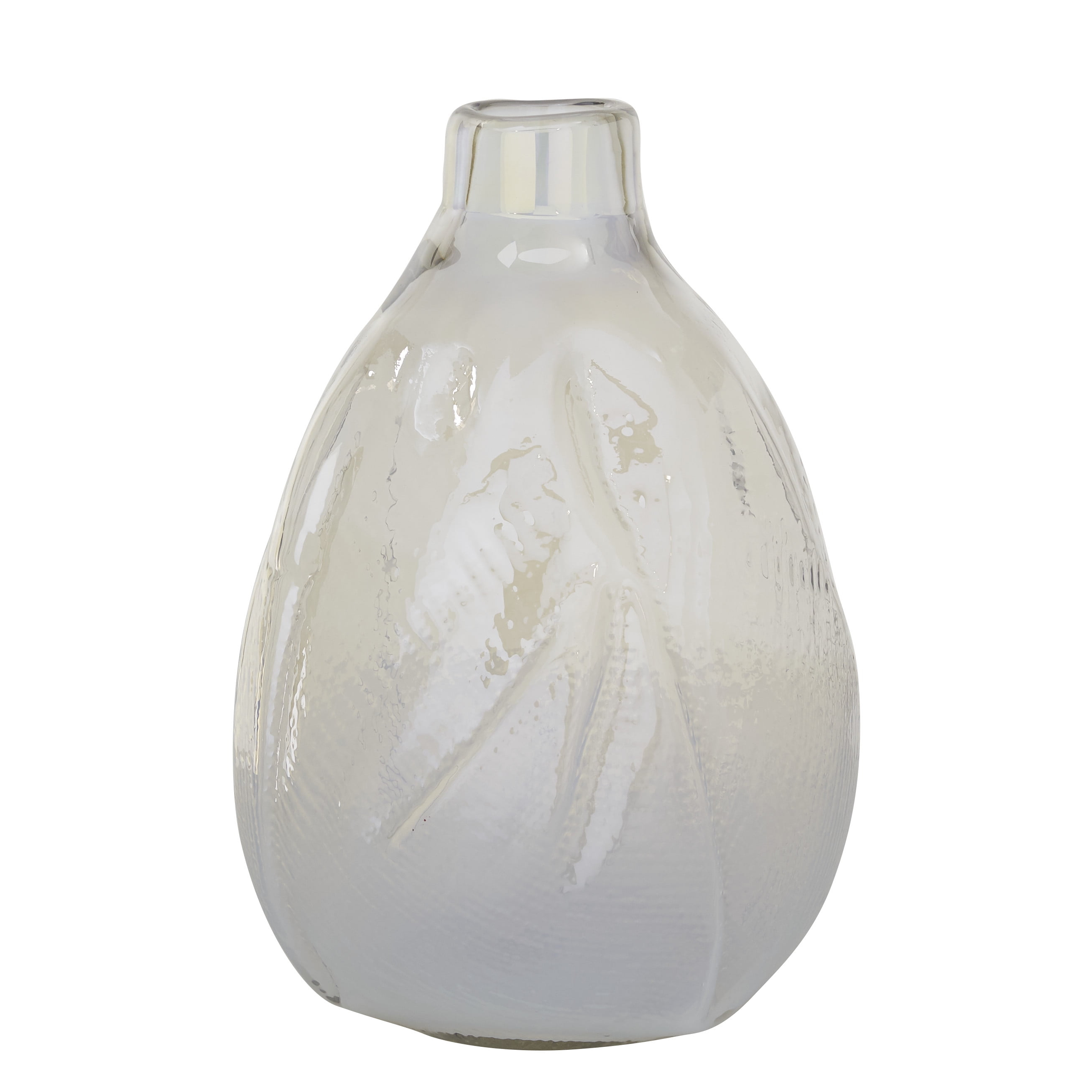 DecMode 16" Blown White Glass Vase