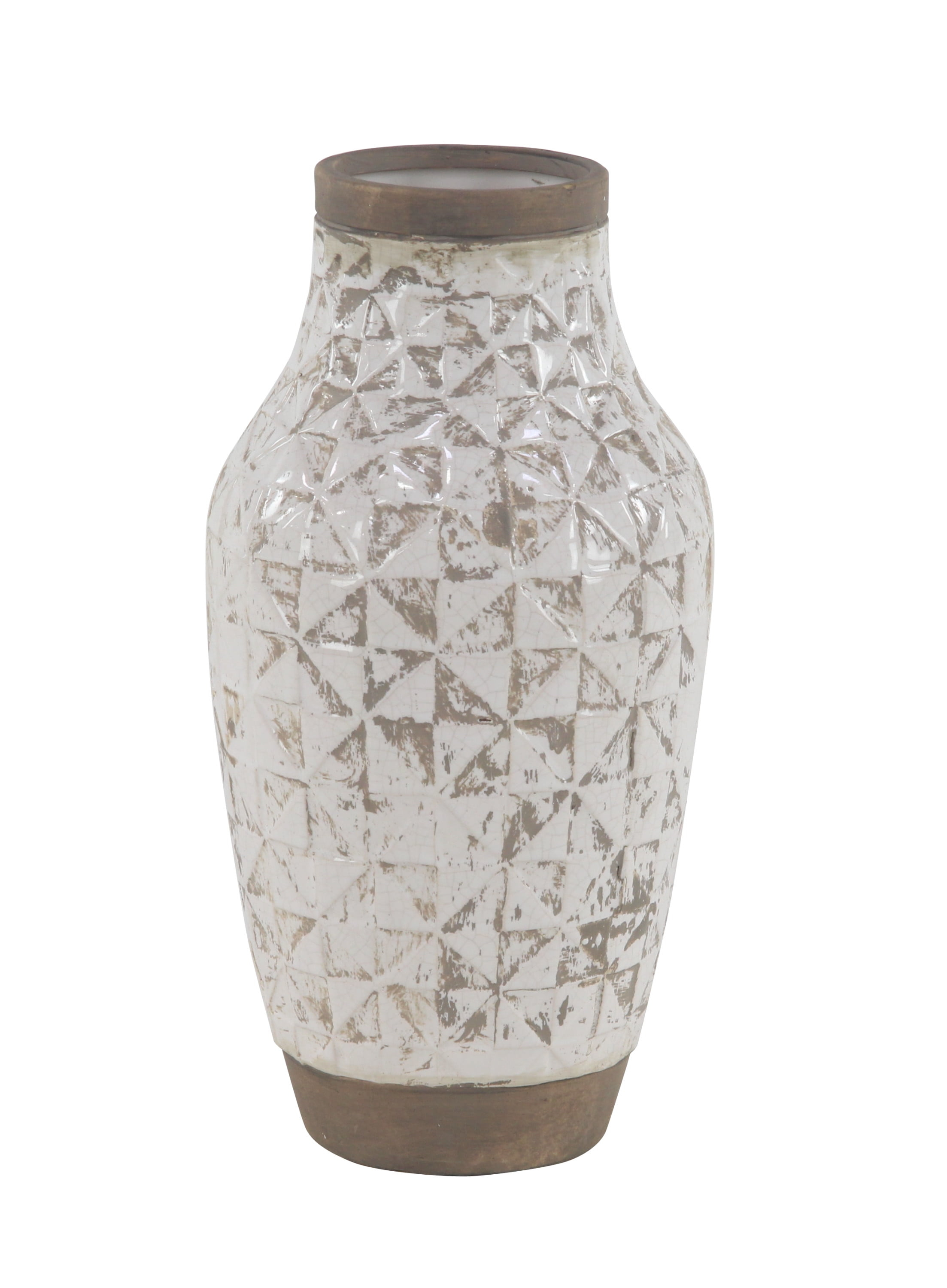 DecMode 16" White Ceramic Vase