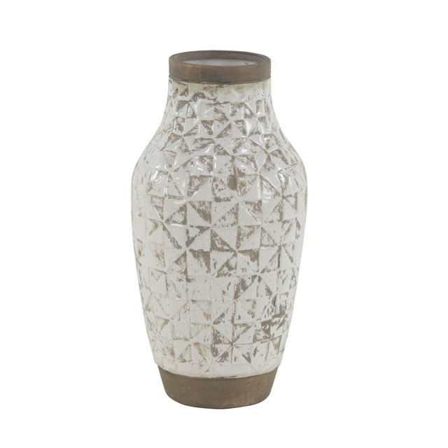 DecMode 16" White Ceramic Vase