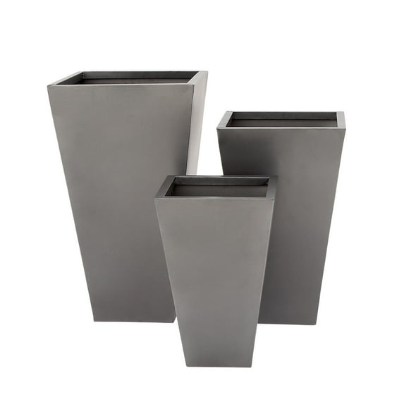 Set of 3 Contemporary Trapezoidal Iron Planters Gray - Olivia & May