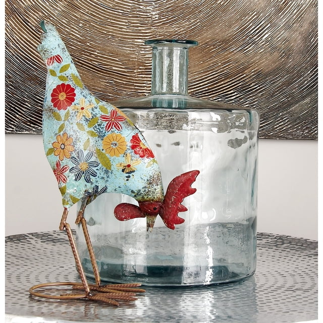 DecMode 17" Handmade Spanish Light Blue Recycled Glass Vase