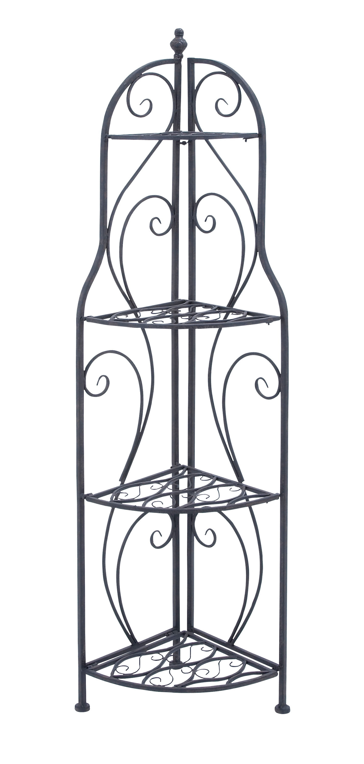 DecMode 17" x 60" Black Metal Scroll Indoor Outdoor Tall Folding 4 Shelves Bakers Rack, 1-Piece