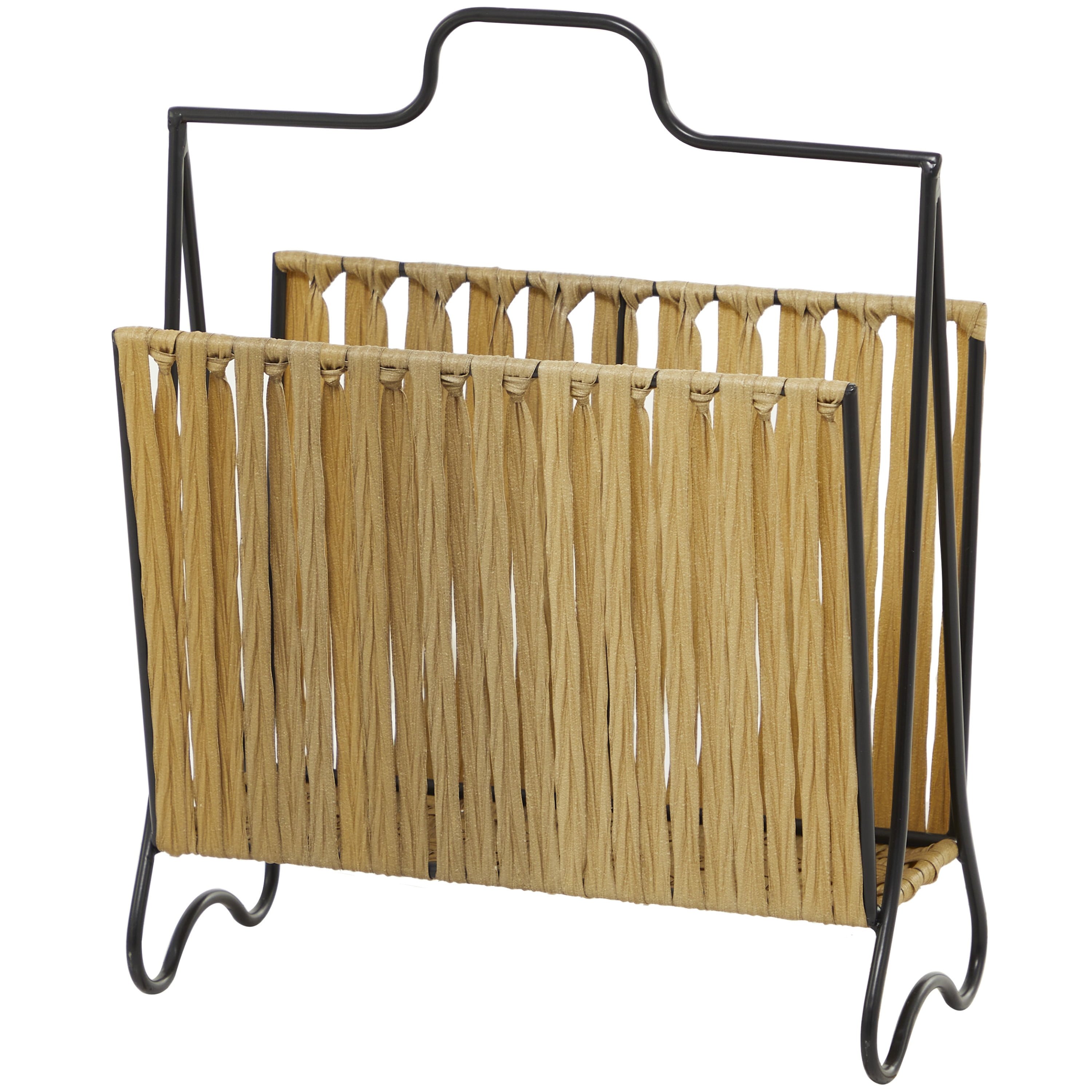 DecMode 20" Light Brown Plastic Rattan Handmade Single Slot Magazine Holder with Black Stand