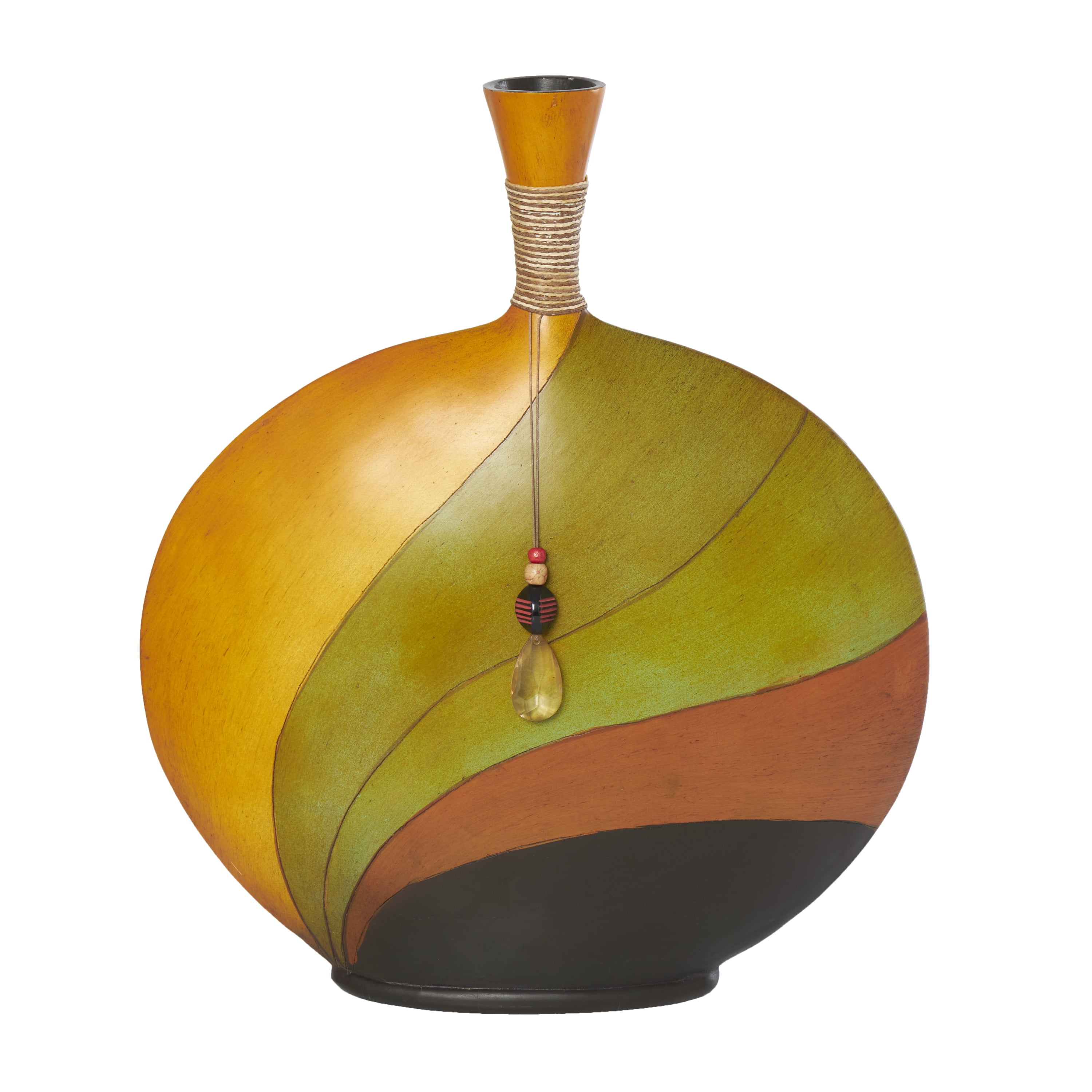DecMode 20" Abstract Multi Colored Polystone Vase with Wrapped Beaded Accent