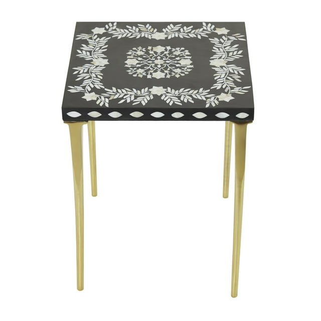 DecMode 20" x 16" Gold Wood Eclectic Accent Table