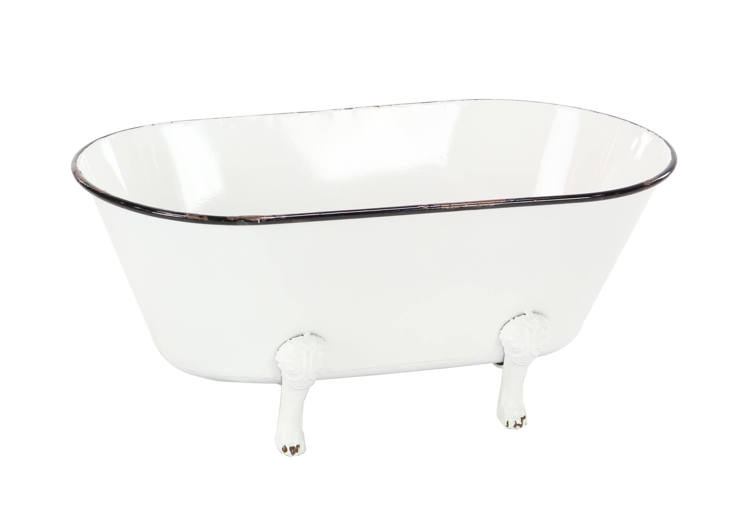 DecMode 20" x 9" Indoor Outdoor Bathtub White Metal Planter