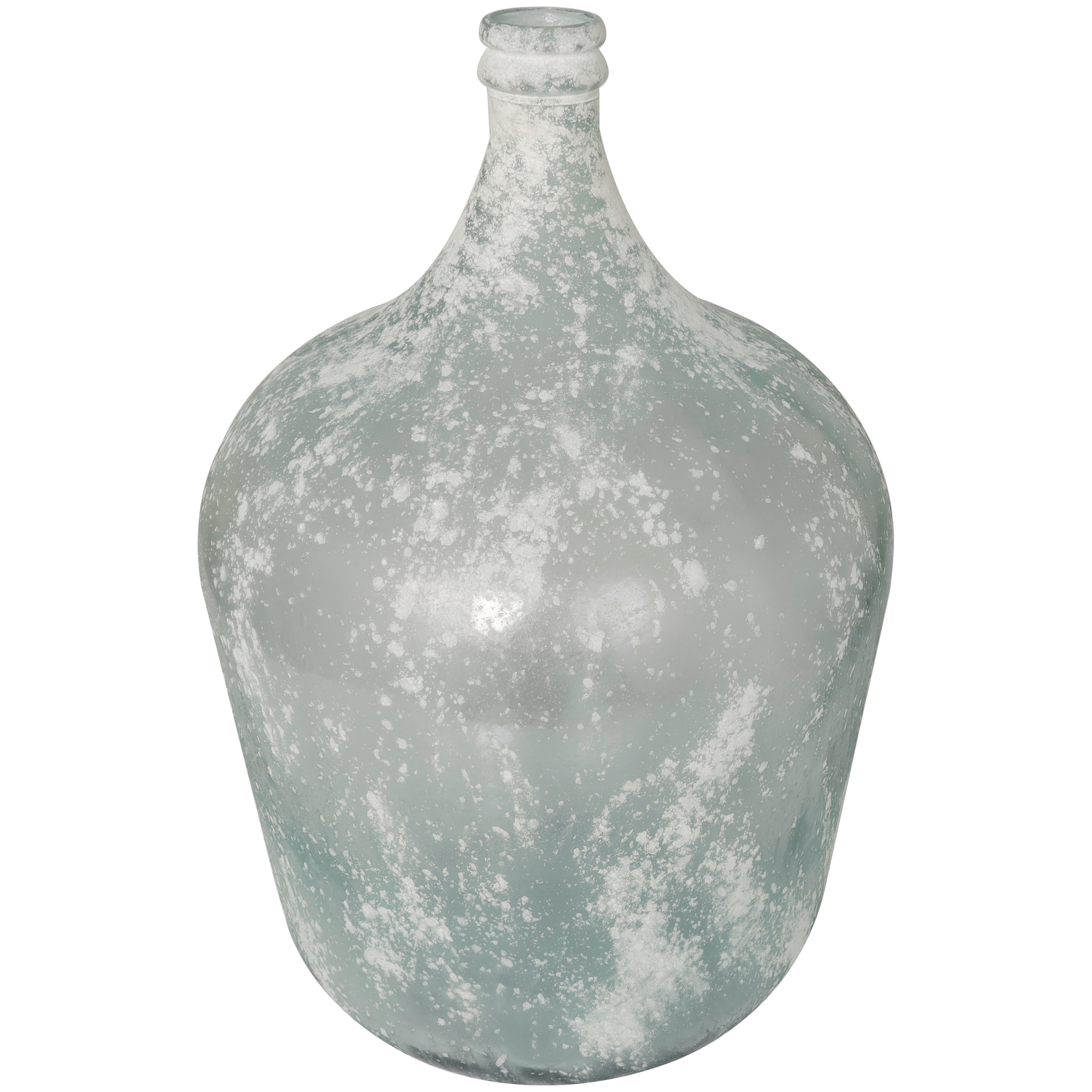 DecMode 22" Handmade Frosted Spanish Bottle Light Blue Recycled Glass Vase