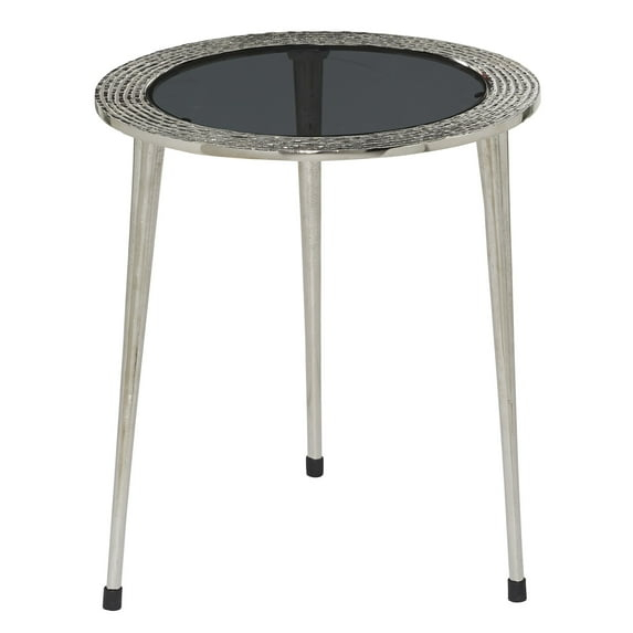 DecMode 22" x 19" Silver Aluminum Contemporary Accent Table