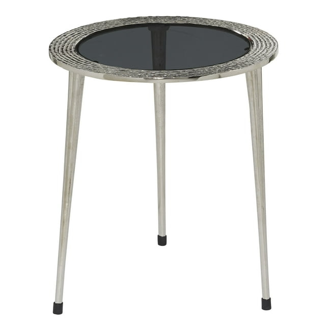 DecMode 22" x 19" Silver Aluminum Contemporary Accent Table