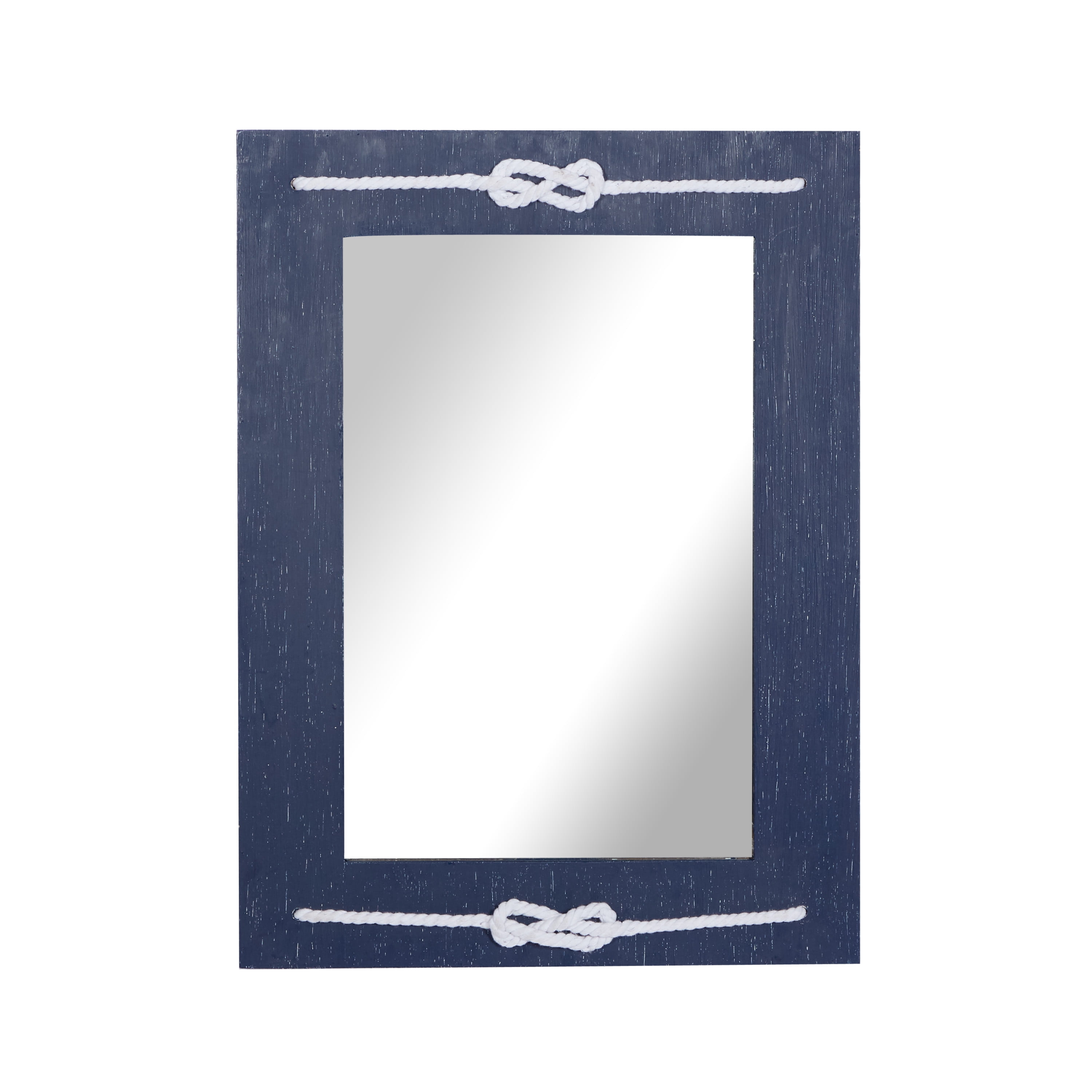 DecMode 23" x 31" Blue Wall Mirror with Knotted Rope