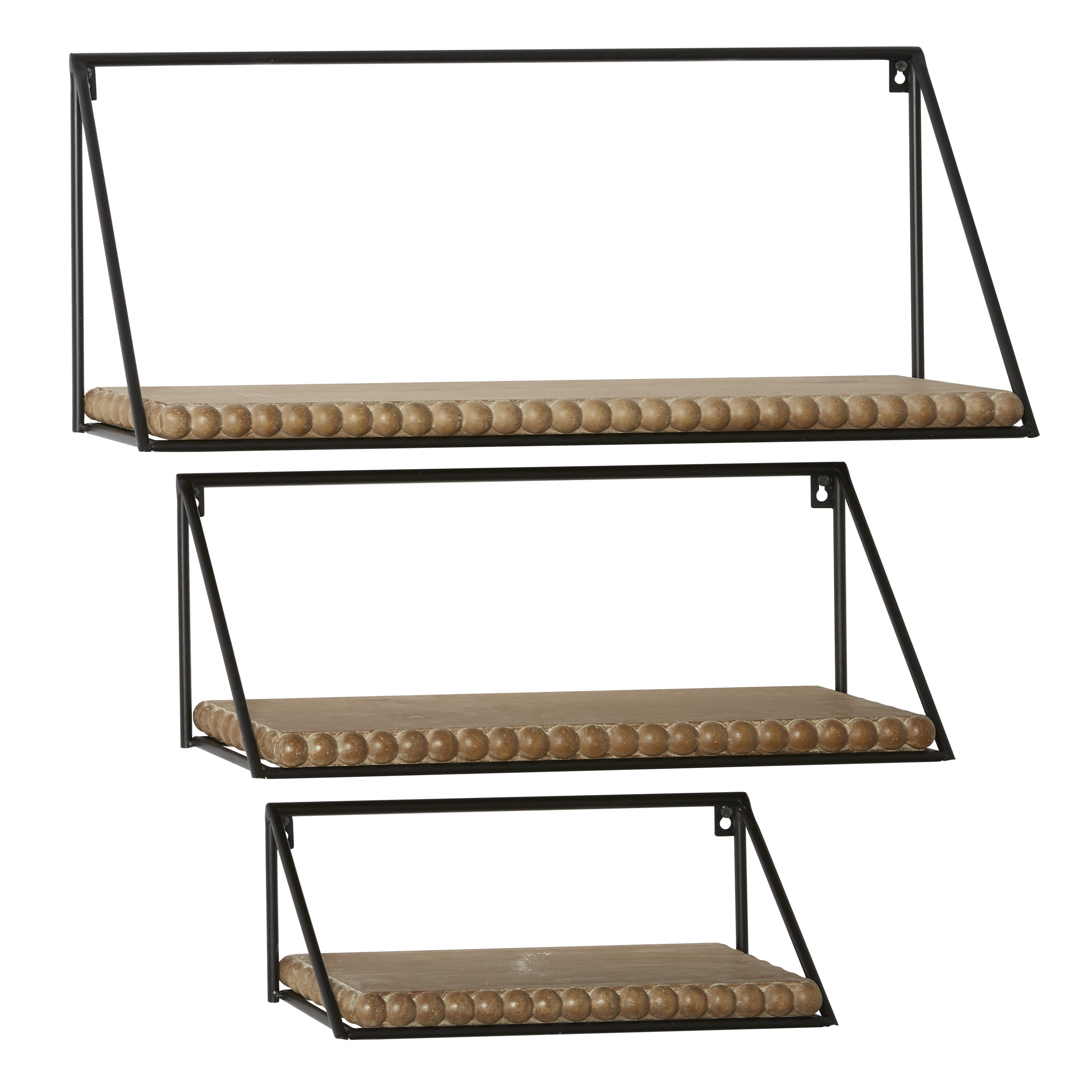 DecMode 24",19",14"L Metal Industrial Wall Shelf, Black, 3 - Pieces