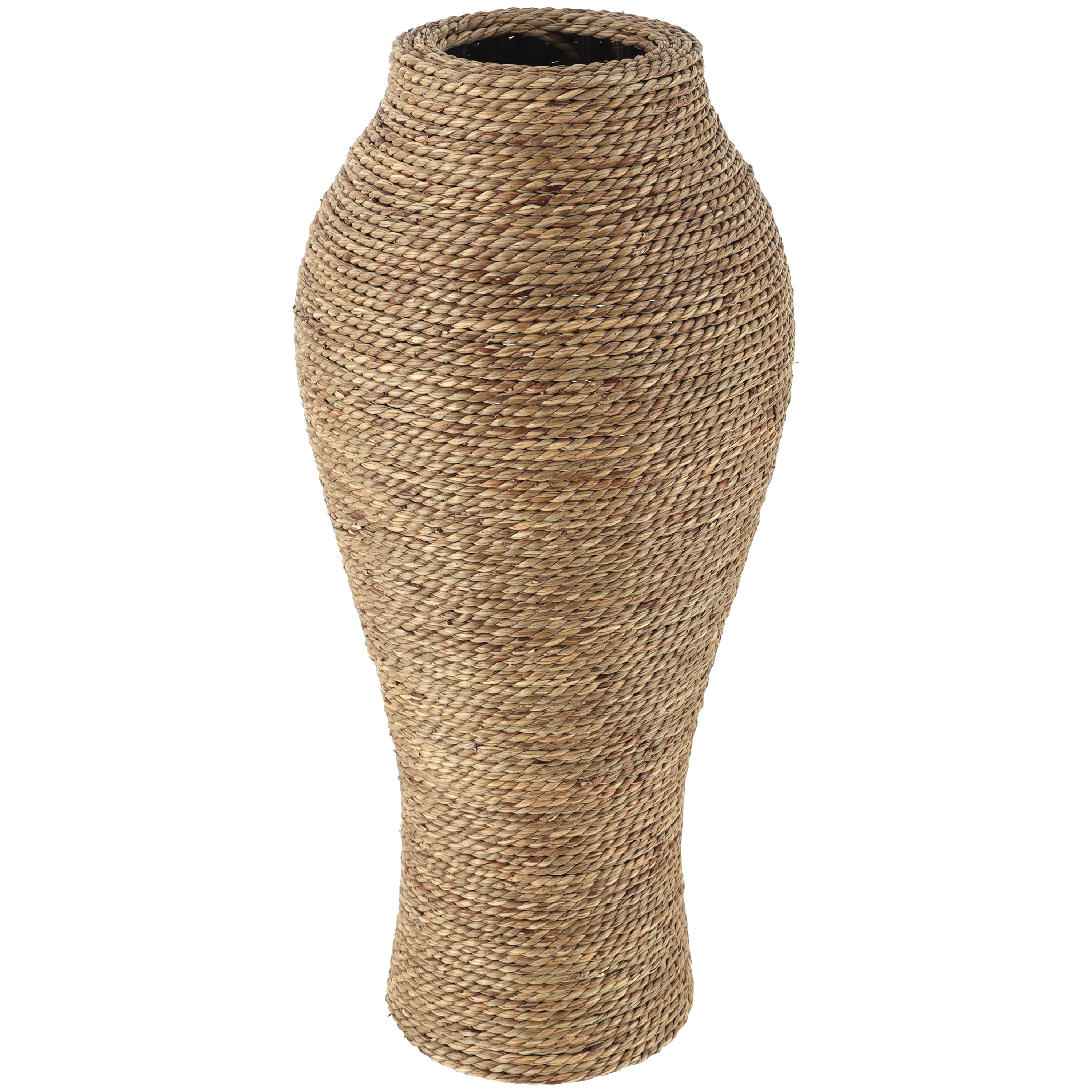 DecMode 24" Handmade Tall Wrapped Brown Seagrass Vase